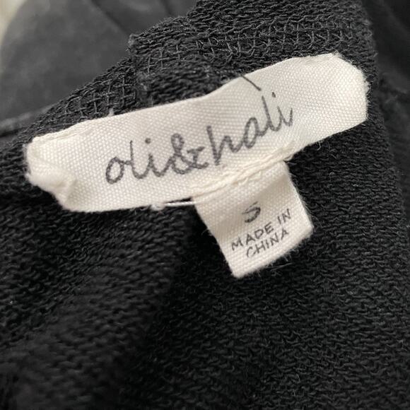 Oli & Hali Hoodie Size Small Acid Washed Black Hooded Terry Knit Sweatshirt Top - Picture 5 of 9